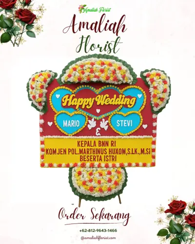 Karangan Papan Bunga Pernikahan di Monjok